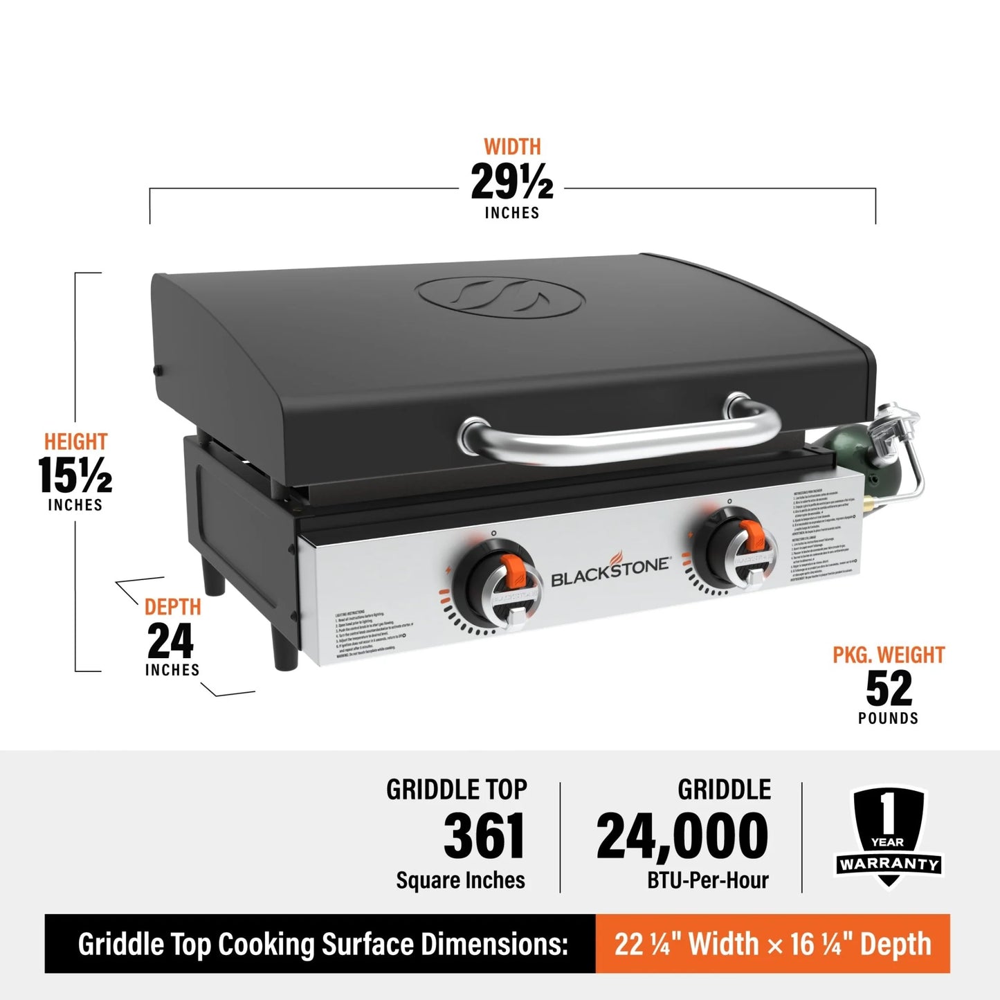 Original 22in Stainless Front Panel Tabletop Griddle