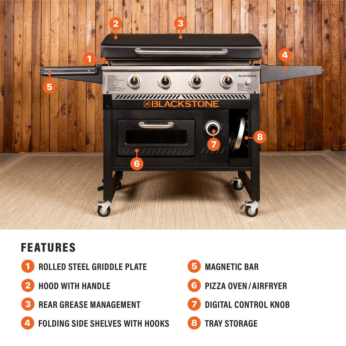 36" Griddle Pizza Oven Airfryer Combo
