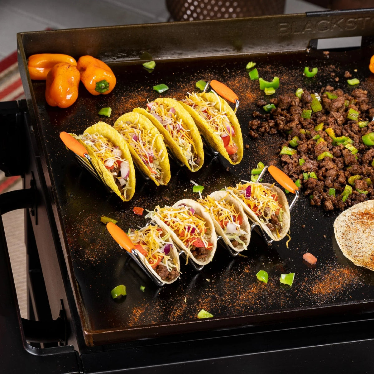 Small taco tray with silicone handles (qty 2).