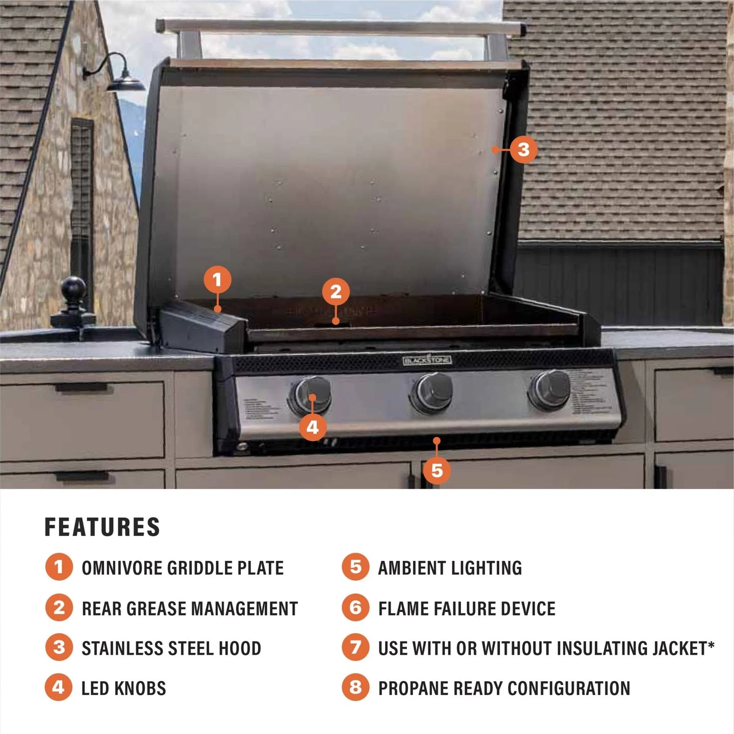28" Drop-in Griddle with Hood (Propane)